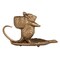 Hello Honey Mouse-on-Leaf Cast Metal Taper Holder, Antique Gold